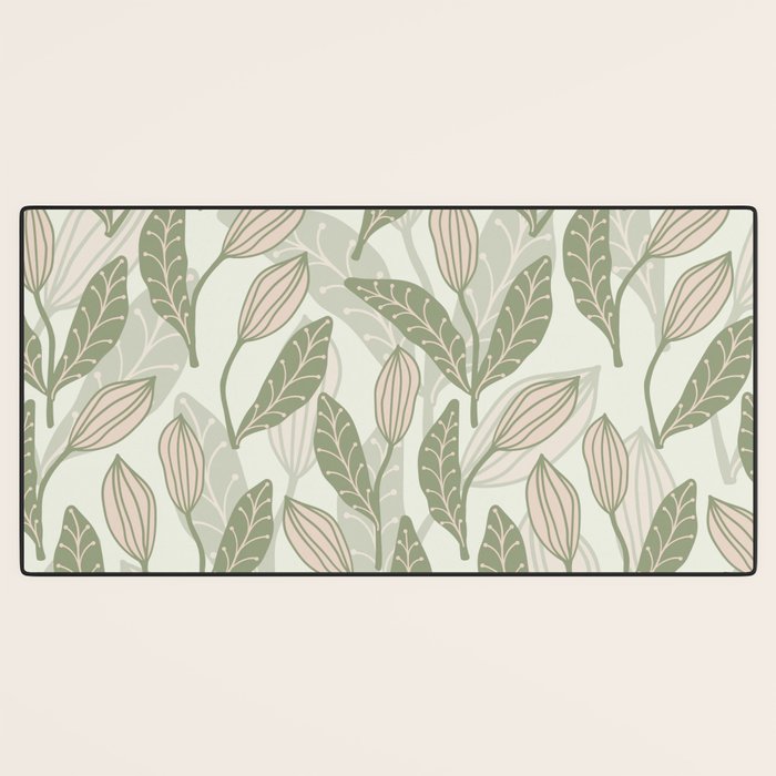 Abstract Organic Flowers in Sage Green, Blush Pink and Cream Desk Mat Gallery Image 3