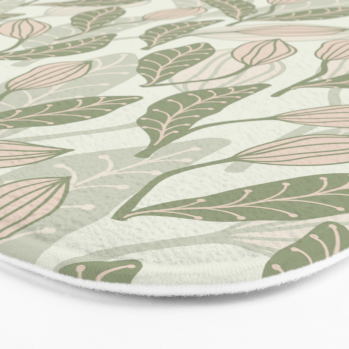 Abstract Organic Flowers in Sage Green, Blush Pink and Cream Bath Mat Gallery Image 3