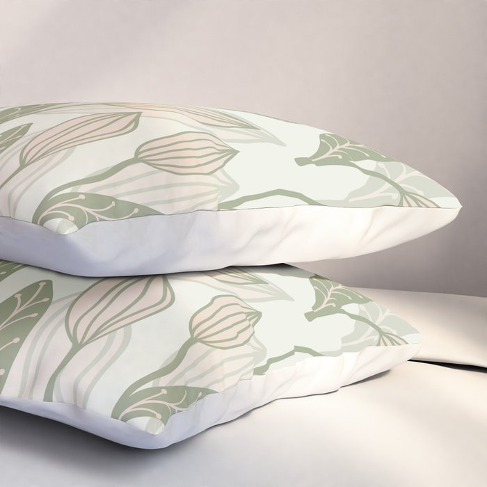Abstract Organic Flowers in Sage Green, Blush Pink and Cream Pillow Sham Gallery Image 3