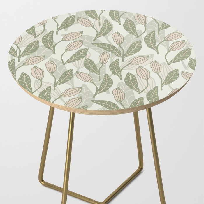 Abstract Organic Flowers in Sage Green, Blush Pink and Cream Side Table Gallery Image 2