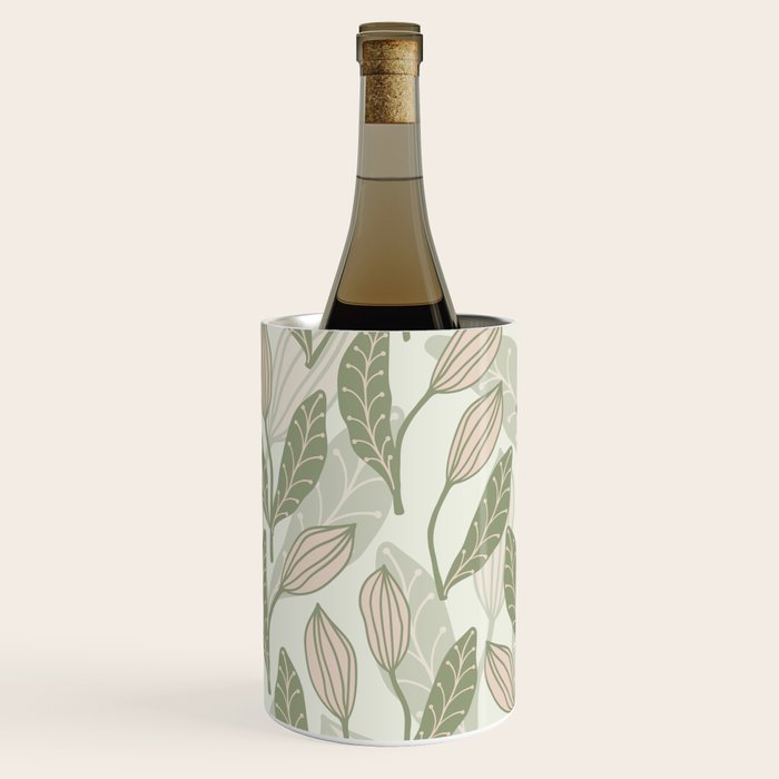 Abstract Organic Flowers in Sage Green, Blush Pink and Cream Wine Chiller Gallery Image 2