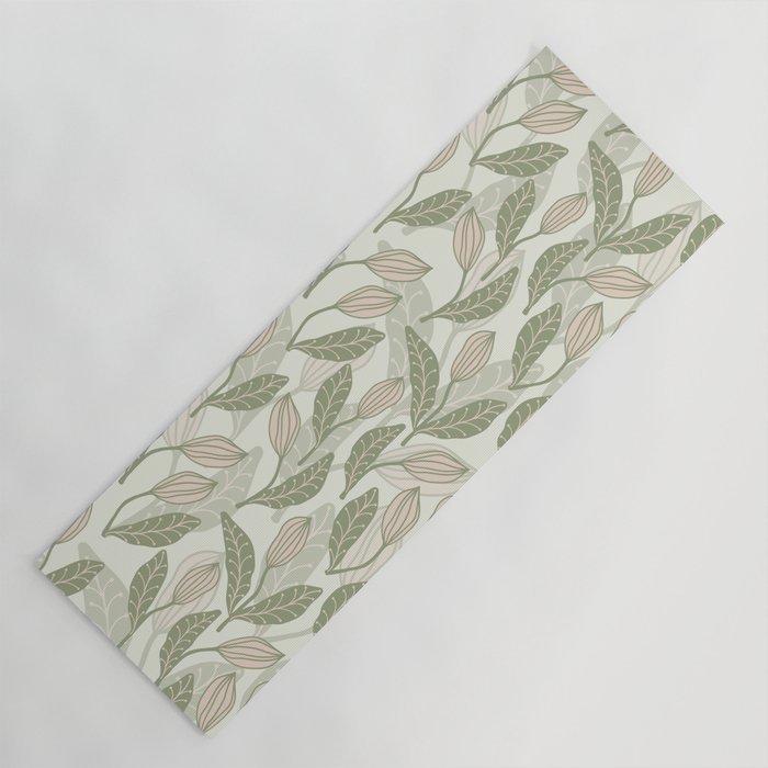 Abstract Organic Flowers in Sage Green, Blush Pink and Cream Yoga Mat Gallery Image 1