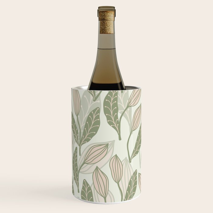 Abstract Organic Flowers in Sage Green, Blush Pink and Cream Wine Chiller Gallery Image 3