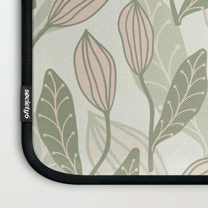 Abstract Organic Flowers in Sage Green, Blush Pink and Cream Laptop Sleeve Gallery Image 3