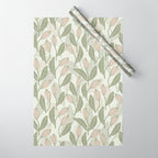 Abstract Organic Flowers in Sage Green, Blush Pink and Cream Wrapping Paper Gallery Image 1