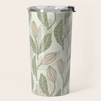 Abstract Organic Flowers in Sage Green, Blush Pink and Cream Travel Mug Gallery Image 2