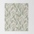 Abstract Organic Flowers in Sage Green, Blush Pink and Cream Throw Blanket Gallery Image 2