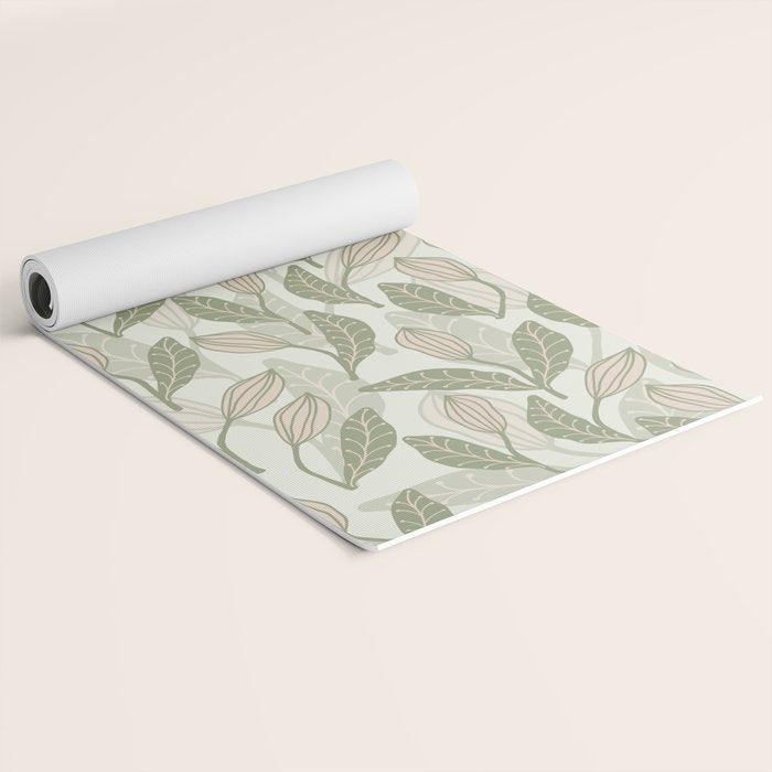 Abstract Organic Flowers in Sage Green, Blush Pink and Cream Yoga Mat Gallery Image 2