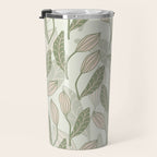 Abstract Organic Flowers in Sage Green, Blush Pink and Cream Travel Mug Gallery Image 3