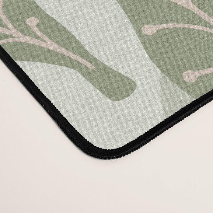 Abstract Organic Flowers in Sage Green, Blush Pink and Cream Desk Mat Gallery Image 4