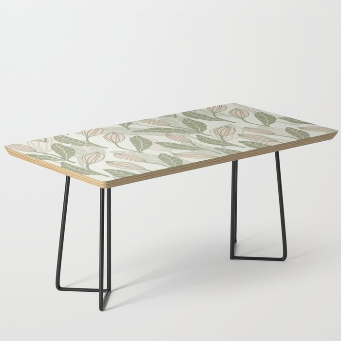 Abstract Organic Flowers in Sage Green, Blush Pink and Cream Coffee Table Gallery Image 1