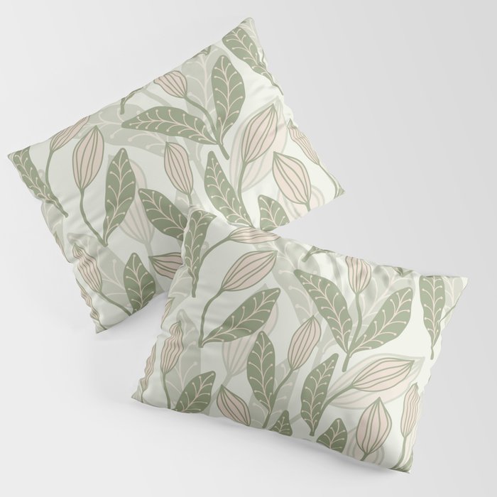 Abstract Organic Flowers in Sage Green, Blush Pink and Cream Pillow Sham Gallery Image 3
