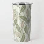 Abstract Organic Flowers in Sage Green, Blush Pink and Cream Travel Mug Gallery Image 1