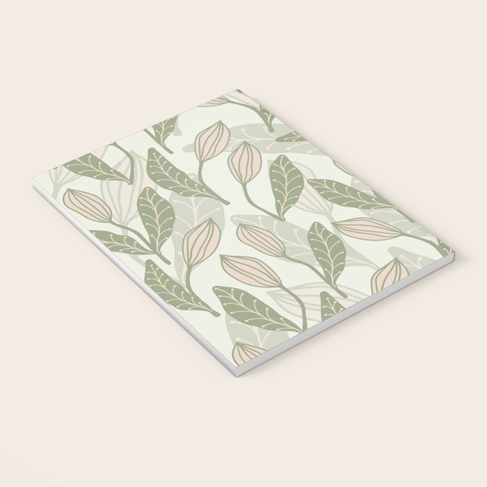 Abstract Organic Flowers in Sage Green, Blush Pink and Cream Notebook Gallery Image 3