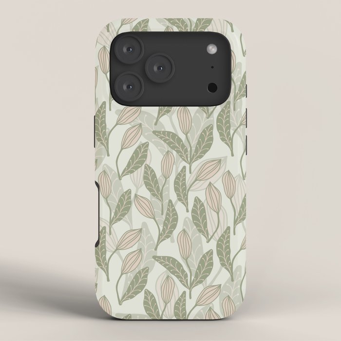 Abstract Organic Flowers in Sage Green, Blush Pink and Cream iPhone Case Gallery Image 3