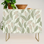 Abstract Organic Flowers in Sage Green, Blush Pink and Cream Credenza Gallery Image 1