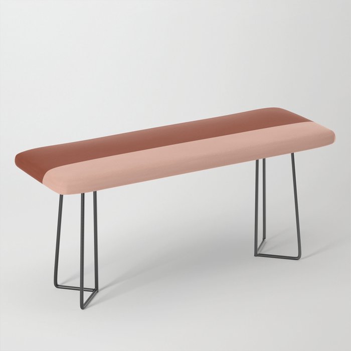Rich Maroon Rust and Pale Salmon Color Block Bench Gallery Image 1