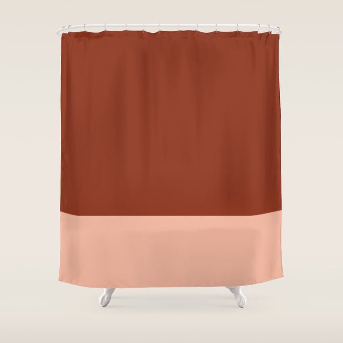 Rich Maroon Rust and Pale Salmon Color Block Shower Curtain Gallery Image 1