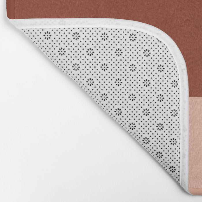 Rich Maroon Rust and Pale Salmon Color Block Bath Mat Gallery Image 2