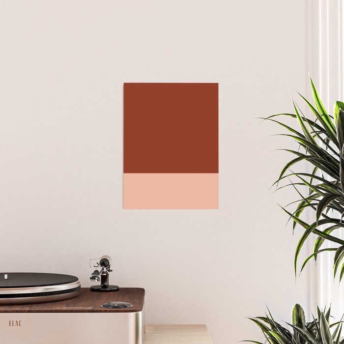 Rich Maroon Rust and Pale Salmon Color Block Poster Gallery Image 2