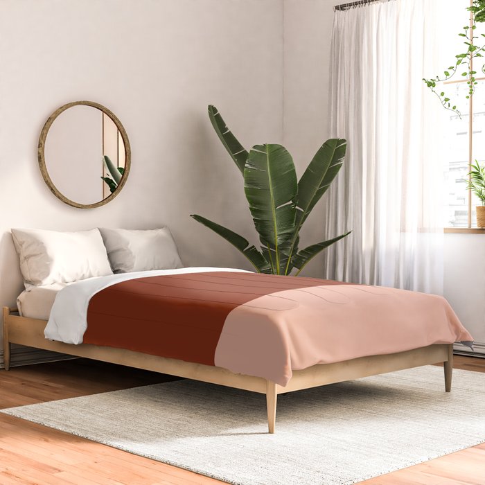 Rich Maroon Rust and Pale Salmon Color Block Comforter Gallery Image 2