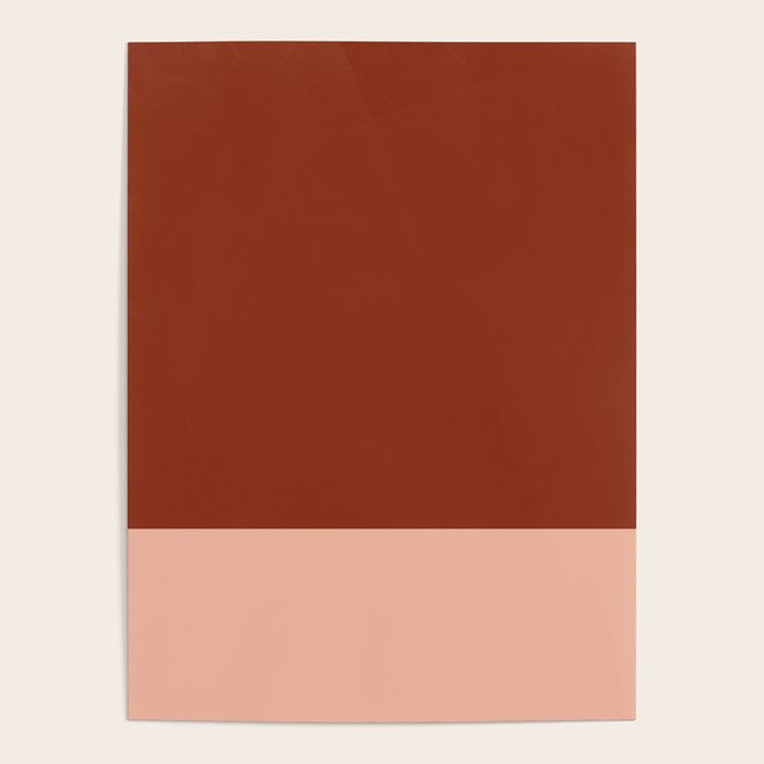 Rich Maroon Rust and Pale Salmon Color Block Poster Gallery Image 1