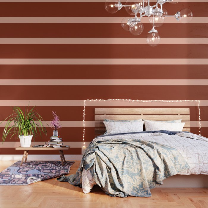 Rich Maroon Rust and Pale Salmon Color Block Wallpaper Gallery Image 1