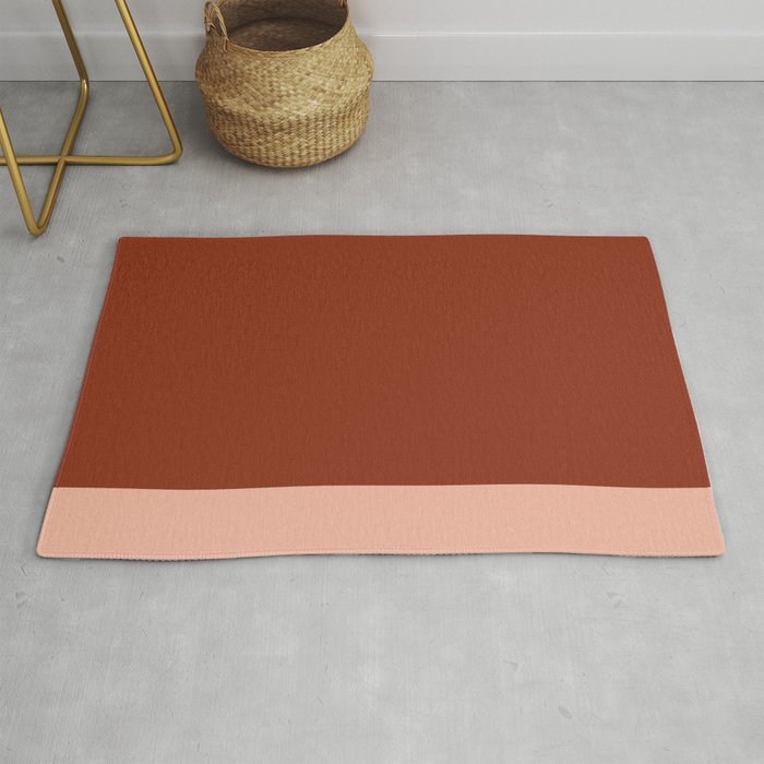 Rich Maroon Rust and Pale Salmon Color Block Rug Gallery Image 1