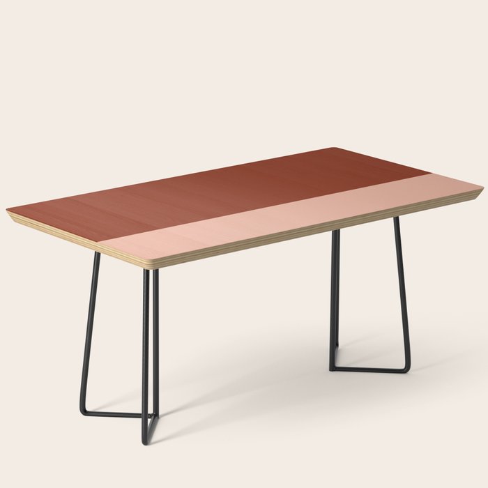 Rich Maroon Rust and Pale Salmon Color Block Coffee Table Gallery Image 1