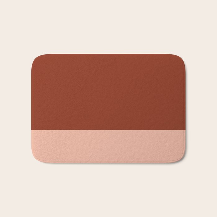 Rich Maroon Rust and Pale Salmon Color Block Bath Mat Gallery Image 1