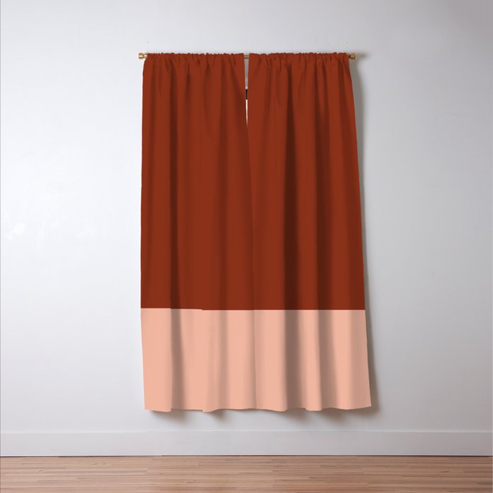 Rich Maroon Rust and Pale Salmon Color Block Window Curtain Gallery Image 3