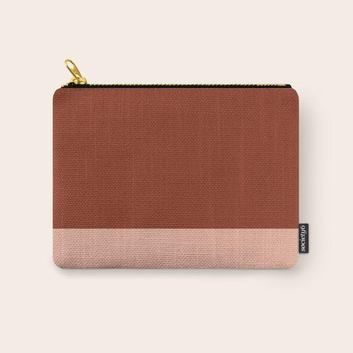 Rich Maroon Rust and Pale Salmon Color Block Carry All Pouch Gallery Image 1