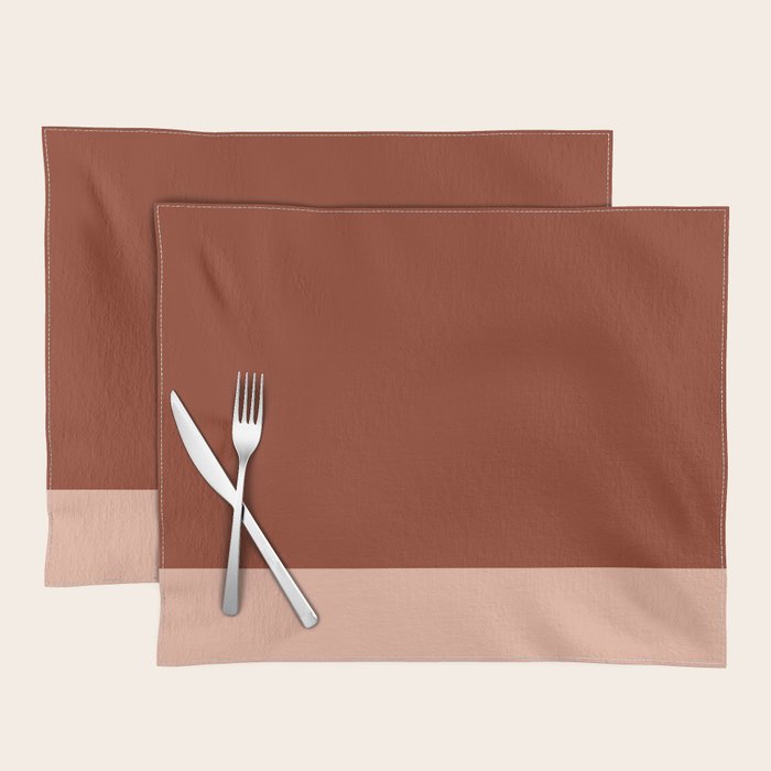 Rich Maroon Rust and Pale Salmon Color Block Placemat Gallery Image 1