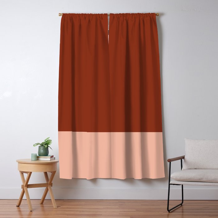 Rich Maroon Rust and Pale Salmon Color Block Window Curtain Gallery Image 5