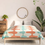 Retro Mid Century Modern Trellis Print Orange and Teal Comforter Gallery Image 3