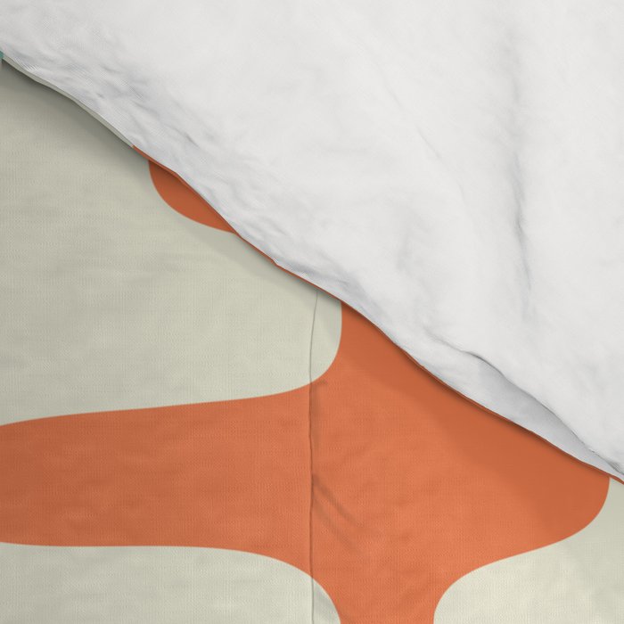 Retro Mid Century Modern Trellis Print Orange and Teal Comforter Gallery Image 4