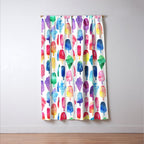 Rainbow Watercolor Popsicles Ice Cream Cones Window Curtain Gallery Image 3