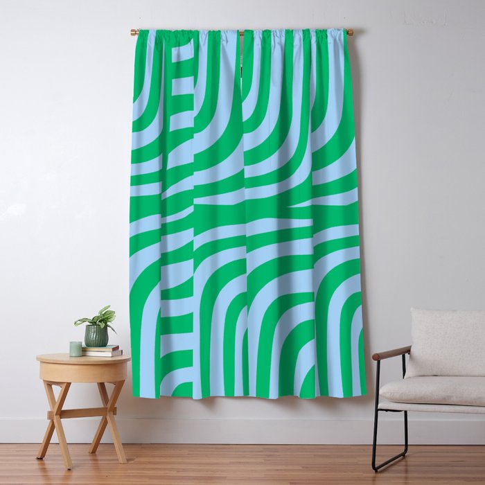 Wavy Zebra Green Window Curtain Gallery Image 1