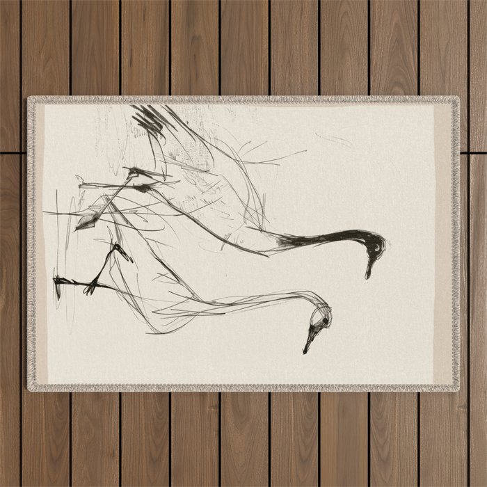 Two Geese - Minimalist Drawing Outdoor Rug Gallery Image 1