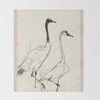 Two Geese - Minimalist Drawing Throw Blanket Gallery Image 2