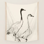 Two Geese - Minimalist Drawing Wall Tapestry Gallery Image 4