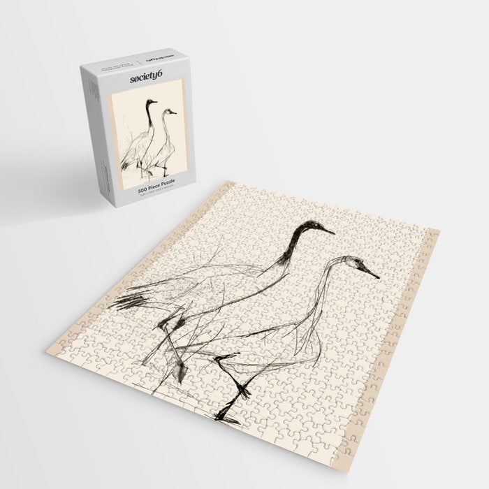 Two Geese - Minimalist Drawing Jigsaw Puzzle Gallery Image 2