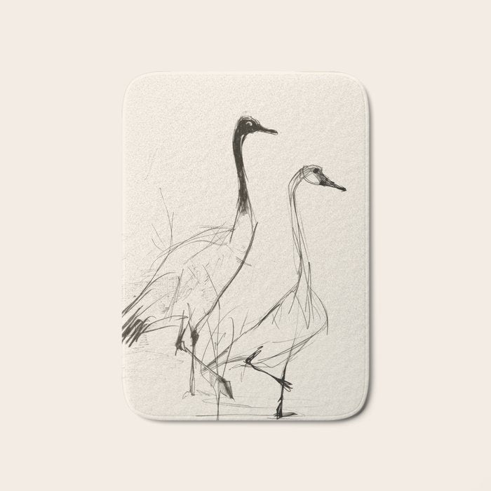 Two Geese - Minimalist Drawing Bath Mat Gallery Image 1