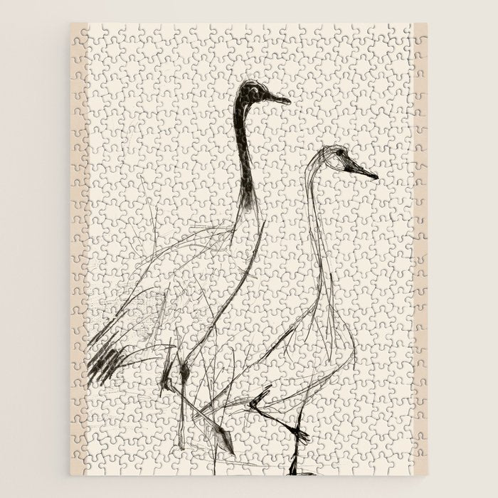 Two Geese - Minimalist Drawing Jigsaw Puzzle Gallery Image 1