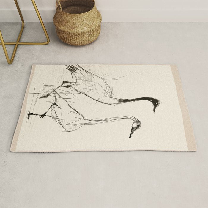 Two Geese - Minimalist Drawing Rug Gallery Image 1