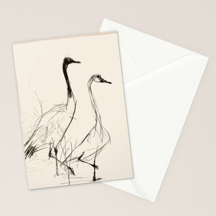 Two Geese - Minimalist Drawing Stationery Card Gallery Image 2