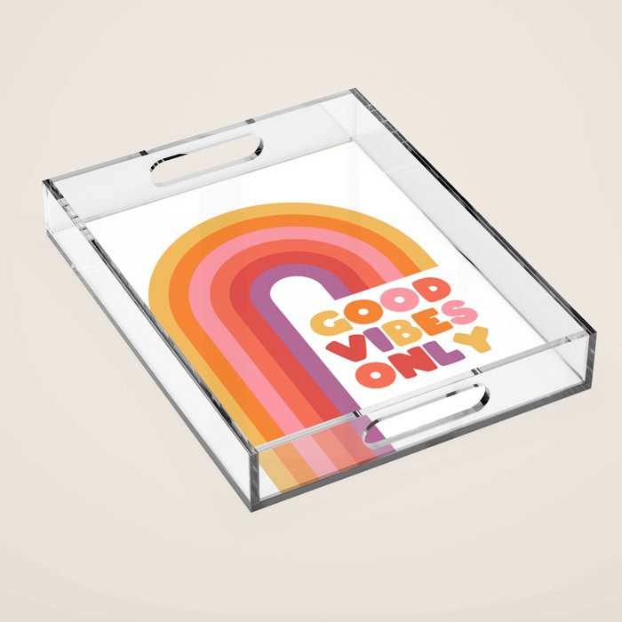Good Vibes Only Rainbow Acrylic Tray Gallery Image 1