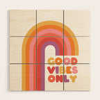 Good Vibes Only Rainbow Wood Wall Art Gallery Image 1