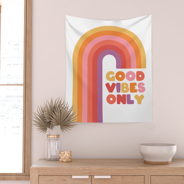 Good Vibes Only Rainbow Wall Tapestry Gallery Image 2