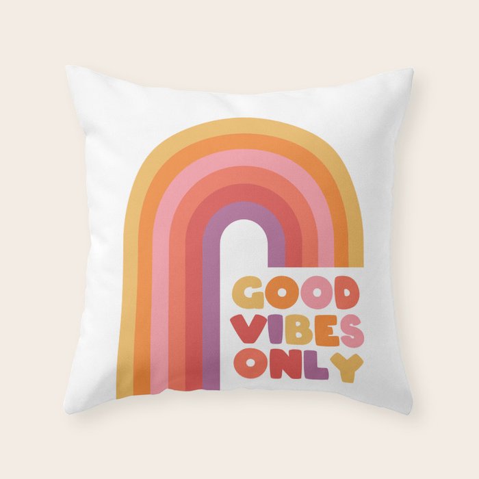 Good Vibes Only Rainbow Throw Pillow Gallery Image 6